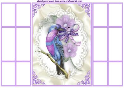 Little Purple Bird with Flowers French Gatefold
