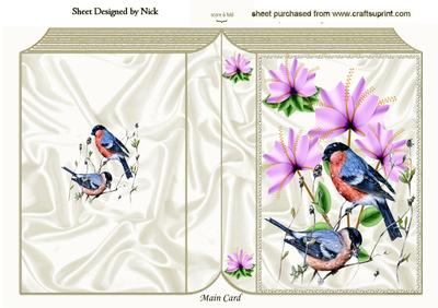 Little Birds with Pink Flowers Folded Book