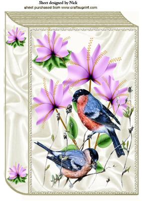 Birds with Pink Flowers A4 Book