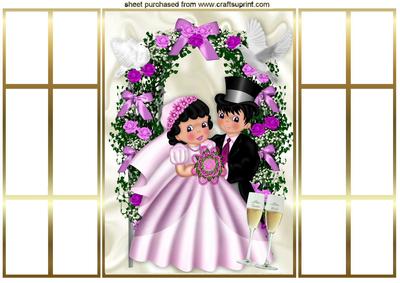 Pink Roses Archway, Wedding Couple French Gatefold