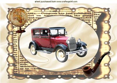 Vintage Car in Steampunk Frame with Pipe A4