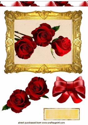 Rose in Gold Frame Decoupage