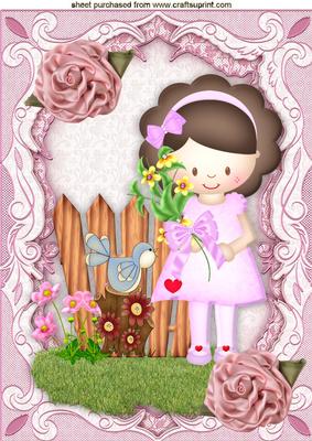Little Girl in the Garden with Blue Bird A4