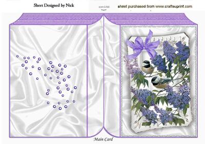 Little Blue Birds with Lilac Flowers Folded Book