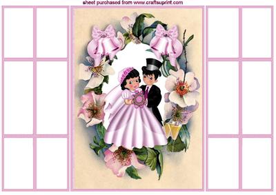 Pretty Bride and Groom with Flower Frame French Gatefold