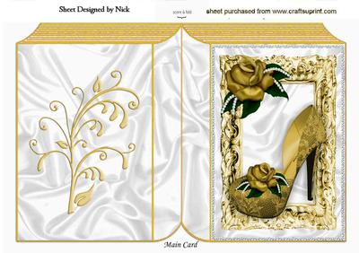 Gold Shoe and Gold Roses, in Gold Frame Folded Book