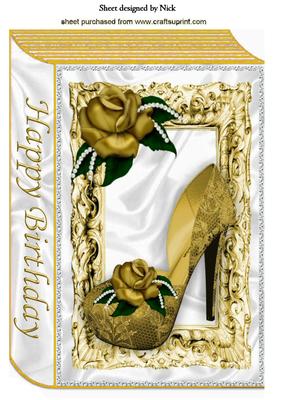 Gold Shoes and Gold Roses in Gold Frame A4 Book