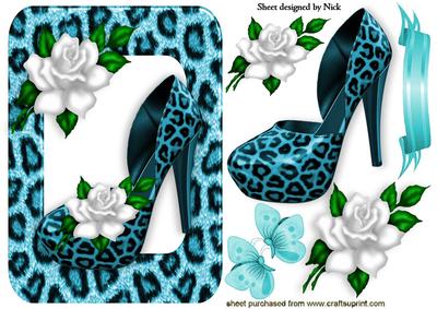 Turq Leopard Print Shoe, with Roses in Frame