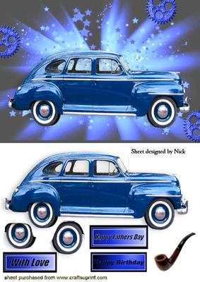 Vintage Car in Blue Starlight with a Touch of Nostalgia