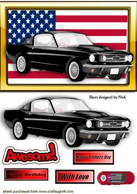 American Flag with Ford Mustang