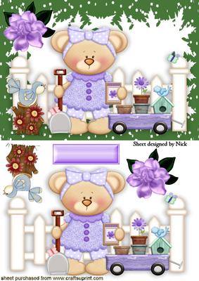Little Gardening Teddy with Little Bird
