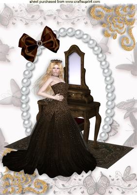 Beautiful Lady in Gown with Dressing Table A4