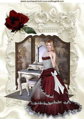 Beautiful in Ornate Frame with Dressing Table and Rose A4