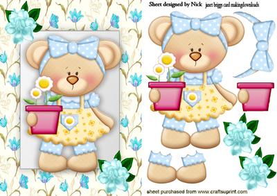 Little Flower Teddy, in Flower Frame
