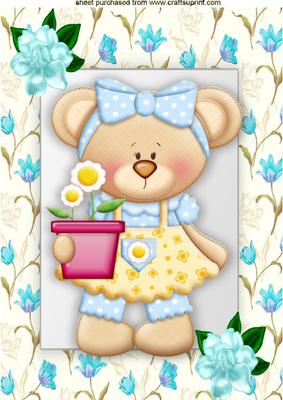 Little Flower Teddy in Flower Frame