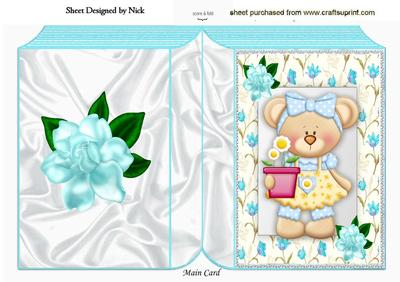 Little Flower Teddy in Floral Frame Folded Book