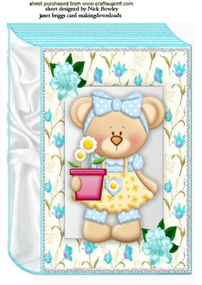 Flower Teddy in Floral Frame A4 Book