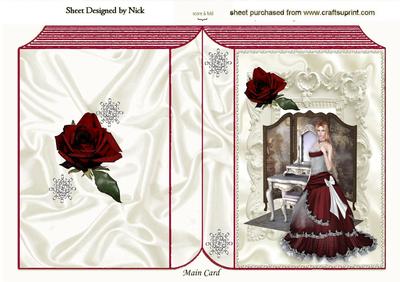 Pretty Lady with Dresser in Ornate Frame Folded Book