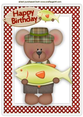 Caught Me a Big Un! Cute Teddy Fishing A4