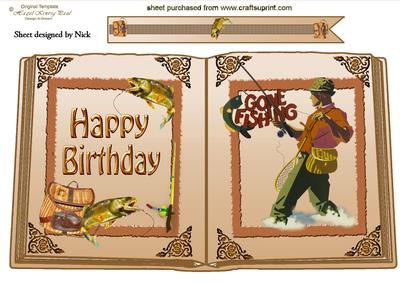 Going Fishing, Taking a Break Open Book for Birthday