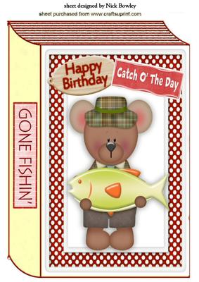 Caught Me a Big Un! Cute Teddy with Fish, A4 Book
