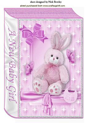 Pink Bunny with Butterflies for Baby Girl A4 Book