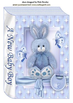 Blue Bunny for Baby Boy with Butterflies A4 Book