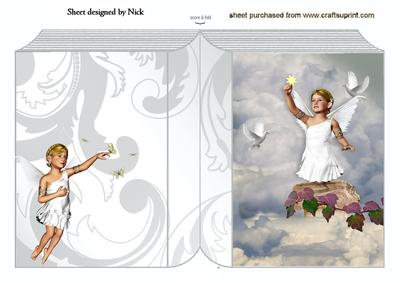 Pretty Little Angel with Doves and Butterflies Folded Book