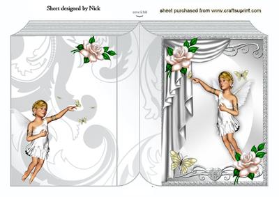 Sweet Angel with Butterflies and Pink Roses Folded Book