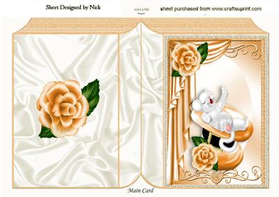 Sleepy Mouse in Top Hat with Gold Rose Folded Book