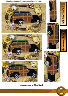 1948 Woody Car in Steampunk Frame Pyramids