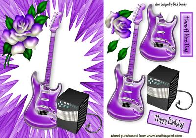 Purple Guitar with Amplifier with Purple Rose