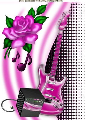 Pink Rose with Pink Guitar and Amplifier A4