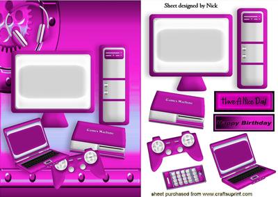 Pink Gadgets of Computer, Laptop, Games Machine