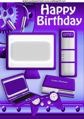 Purple Gadgets of Computer, Laptop, and Games Station A4