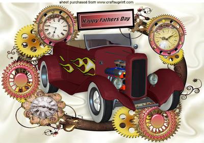 1932 Red Roadster in Steampunk Frame for Dad A4
