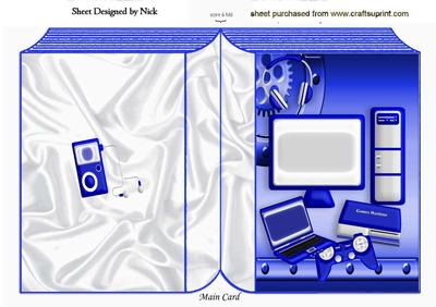 Folded Book of Computer, Laptop and Gadgets in Blue