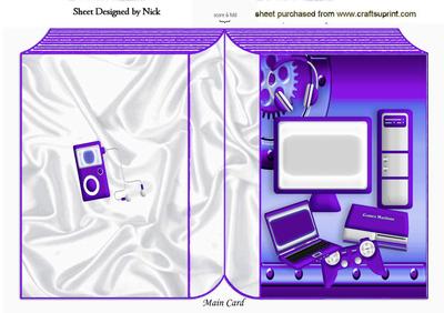 Folded Book of Computer, Laptop and Gadgets in Purple