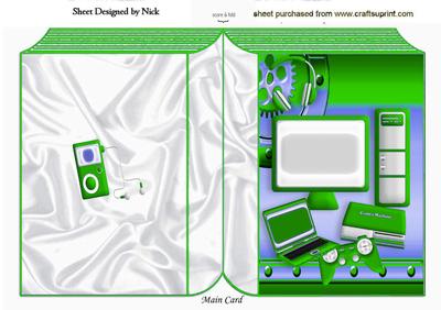 Folded Book of Computer, Laptop and Gadgets in Green