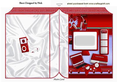 Folded Book of Computer, Laptop, and Gadgets in Red
