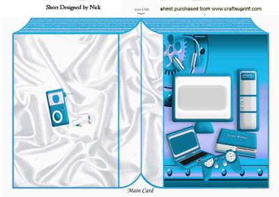 Folded Book with Computer, Laptop and Gadgets in Turq