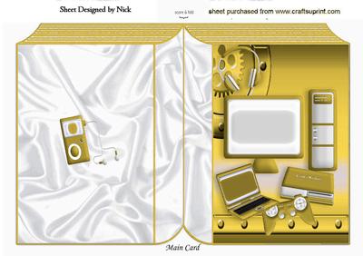 Folded Book of Computer, Laptop, and Gadgets in Gold