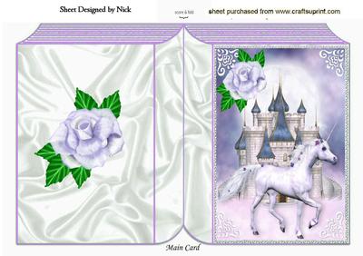 Folded Book with White Unicorn and Fantasy Castle