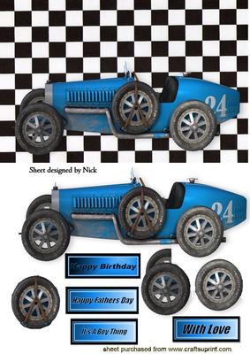 Grand Prix 1926 Light Blue Racing Vintage Car