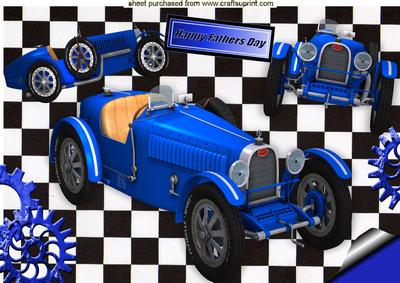 Blue Racing Vintage 1926 Sports Car for Dad A4