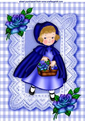 Little Girl with Blue Roses and Her Basket A4