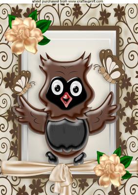 Who's a Cute Little Owl, in Floral Frame A4