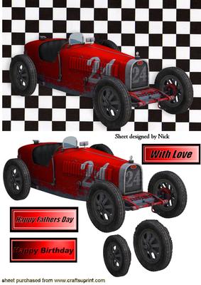 1926 Grand Prix Red Vintage Racing Car