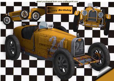 1926 Grand Prix Vintage Gold Sports Car A4