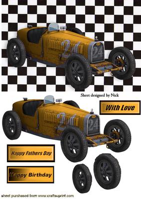 Gold 1926 Grand Prix Vintage Racing Car